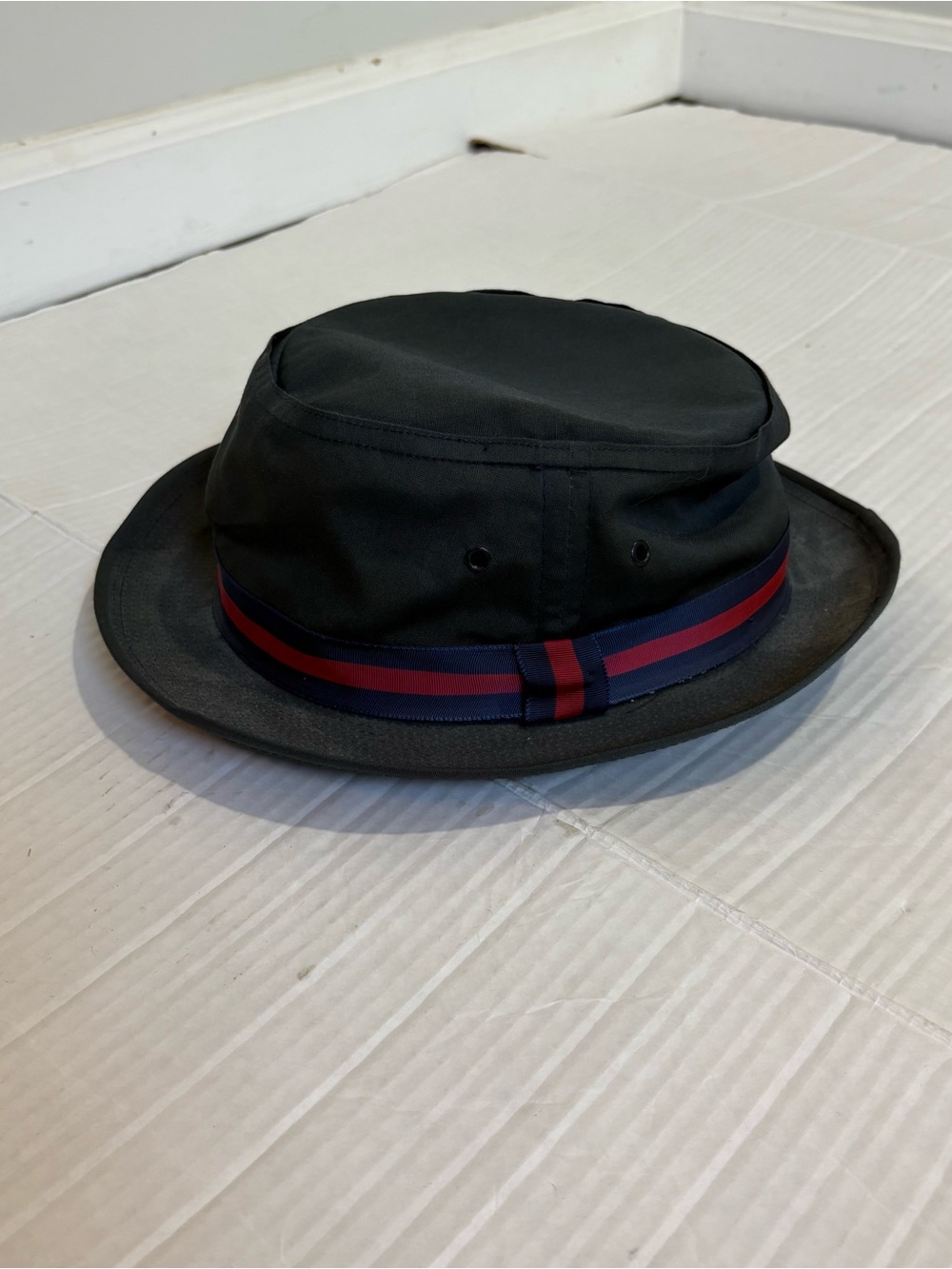 Stetson Fairway Bucket Hat Classic Band Pork Pie Cloth Hat Navy Blue Size 7 3/8